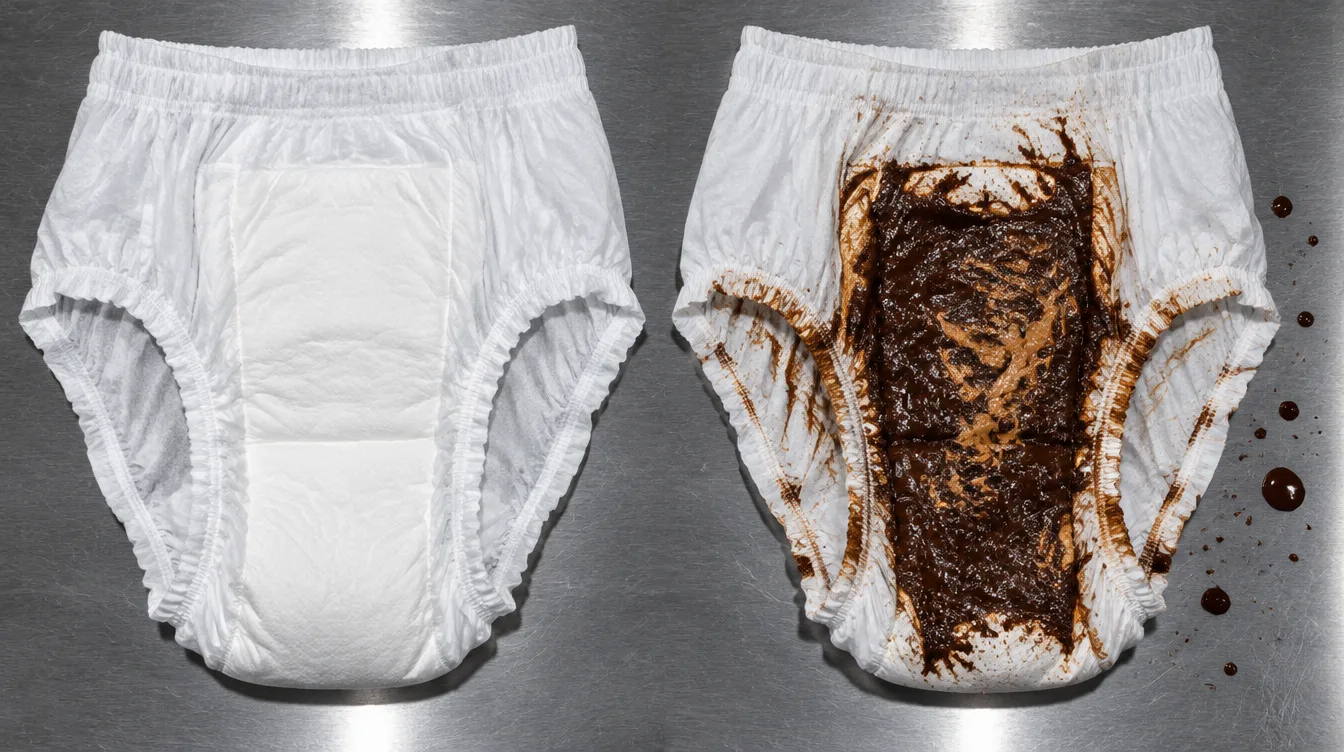 Two garments on a steel plate, one unused and one after a type 6 deposit
